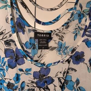 torrid Blue Floral Strappy Tank Top